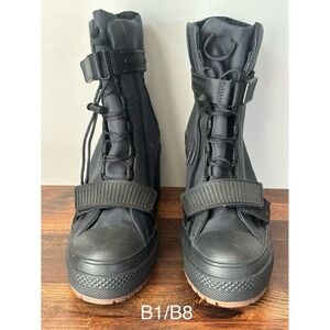 Converse Chuck Taylor All Star GR82 Black Platform Heel Boots 563468C Womens 8.5